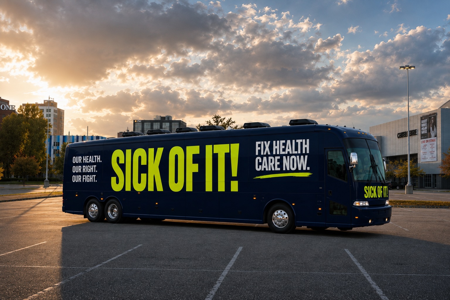 The Sick Of It! Care Force One tour bus